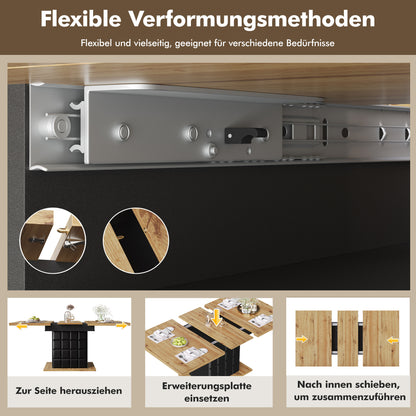 Uitklaptafel – Klaptafel – Vouwtafel – Uitschuiftafel – Eettafel – Uitschuifbaar 110-140 CM – Opbergruimte Onderblad – Houtlook Design