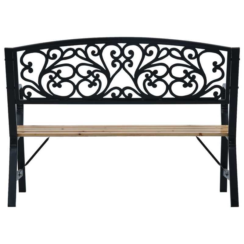 Tuinbank – Buitenbank – Tuinmeubel – Loungebank – Bierbank – Zwart Stalen Frame – 120 cm Hout
