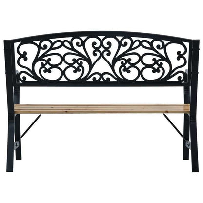 Tuinbank – Buitenbank – Tuinmeubel – Loungebank – Bierbank – Zwart Stalen Frame – 120 cm Hout