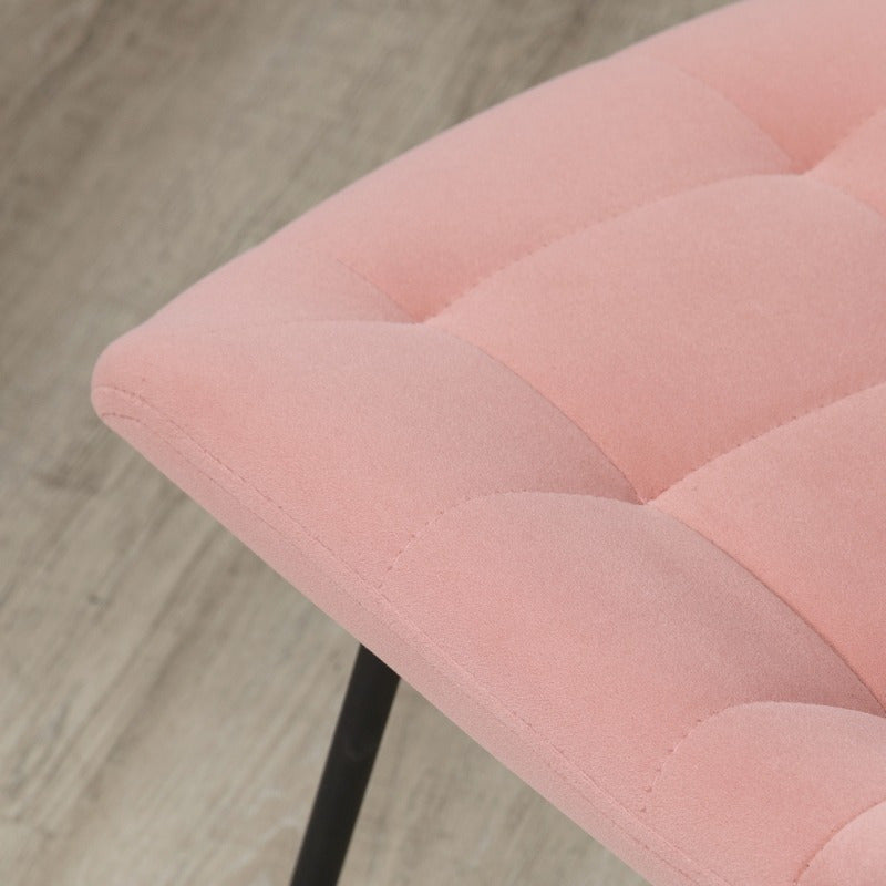 Eetkamerstoel – Keukenstoel – Stoel Met Rugleuning – Zitmeubel – Woonkamerstoel – Roze Fluwelen Bekleding – Stalen Poten – Set Van 2