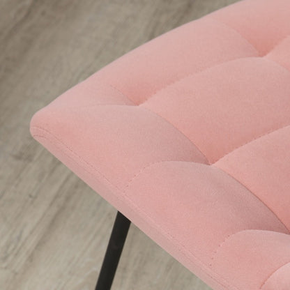 Eetkamerstoel – Keukenstoel – Stoel Met Rugleuning – Zitmeubel – Woonkamerstoel – Roze Fluwelen Bekleding – Stalen Poten – Set Van 2