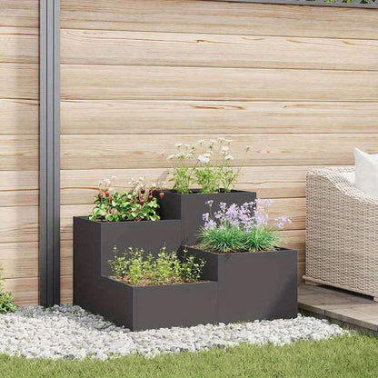 Plantenbak – Bloembak – Tuinbak – Moestuinbak – Balkonbak – Verhoogd – Robuust Zwart Staal – 80x80x60 cm