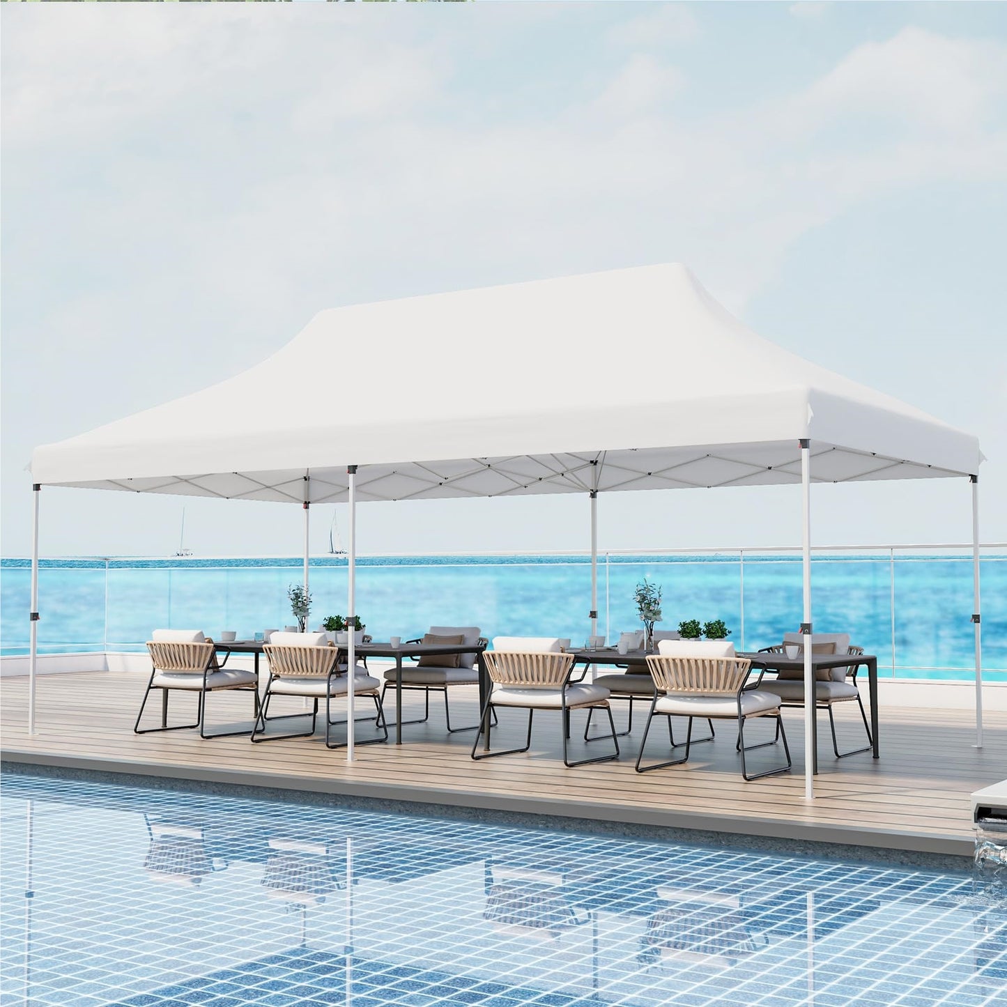 3 x 6M Partytent – Vouwpaviljoen – Tuinpaviljoen – Evenemententent – Tuintent – Waterafstotend – UV-Bescherming 50+ – Verstelbare Hoogte – Winterbestendig – Inclusief Draagtas – Wit