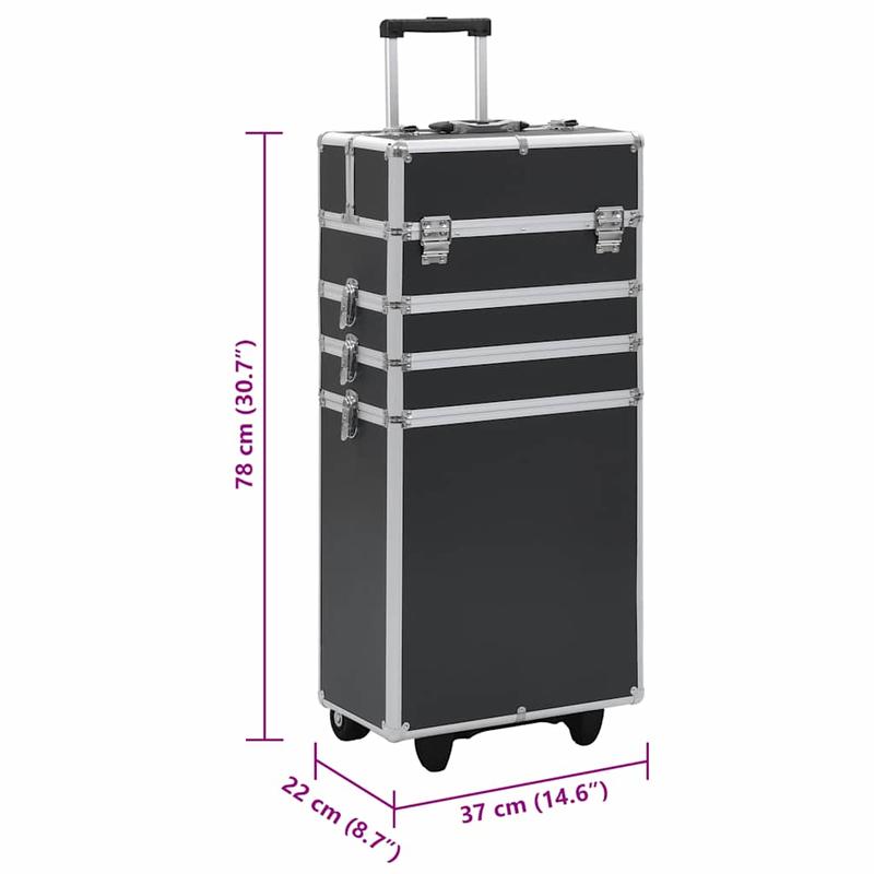 Make-up Organizer – Make-up Opberger – Cosmetica Opbergdoos – Skincare Organizer – Make-up Organizer Opbergkast – Zwart – Stevig Aluminium & ABS – 4 Niveaus Met Uitbreidbare Planken