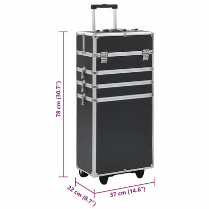 Make-up Organizer – Make-up Opberger – Cosmetica Opbergdoos – Skincare Organizer – Make-up Organizer Opbergkast – Zwart – Stevig Aluminium & ABS – 4 Niveaus Met Uitbreidbare Planken