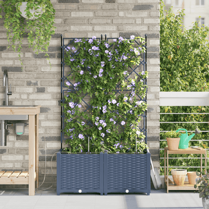 Plantenbak Met Irrigatiesysteem – Bloembak – Tuinbak – Plantenpot – Waterreservoir – Set Van 2 – Grijs – Zelfbewaterend – Duurzaam Materiaal