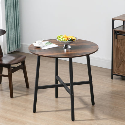 Ronde Eettafel – Keukentafel – Grote Tafel – Industrieel – Rustiek – Rustic Brown – Stevig Hout – Compact Formaat 80x76 cm