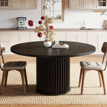 Ronde Eettafel – Eettafel Rond – Keukentafel – Eetkamertafel – Tafel Rond – 120 cm Diameter – MDF Tafelblad – Mat Zwart Metalen Onderstel
