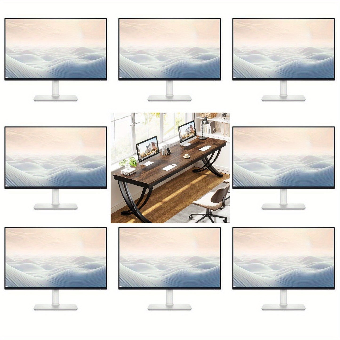 Bureau – Computertafel – Schrijftafel – Werkplek – Thuiswerkplek – Extra Lang 200 cm – Stevig Gefabriceerd Hout – Ruim Voor Twee Personen – Vrijstaand – Modern Landelijke Stijl – Bruin
