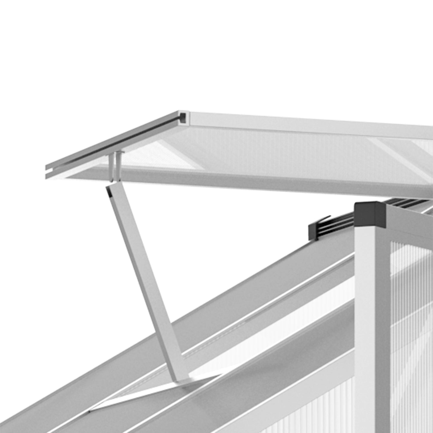 Kas – Tuinkas – Broeikas – Kweekkas – Serre – Aluminium Frame – Isolerende Polycarbonaat Panelen – 4,6 m² – Met Dakgoten en Ventilatiedeur