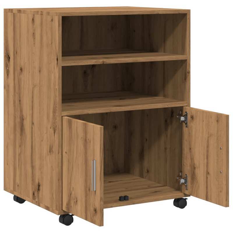rolkast houten – rollende kast – opbergkast – verrijdbare kast – houten kast – handgemaakt eikenhout – 60x48x81 cm – duurzaam massief hout