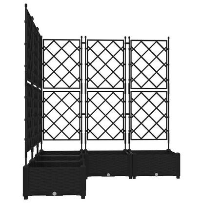 Verhoogde Plantenbak – Tuinbak – Bloembak – Balkonbak – Plantenbak Met Klimplantrek – Zwart – 120x120x125,5 cm – Duurzaam Synthetisch Kunststof – Met Drainage