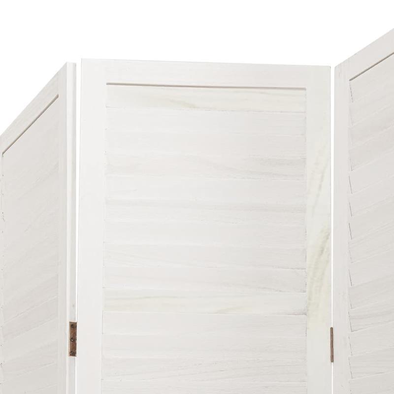 Room Divider with 3 Panels Made of Solid White Paulownia Wood