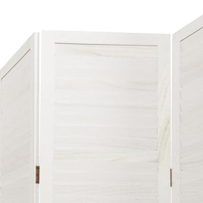 Room Divider with 3 Panels Made of Solid White Paulownia Wood