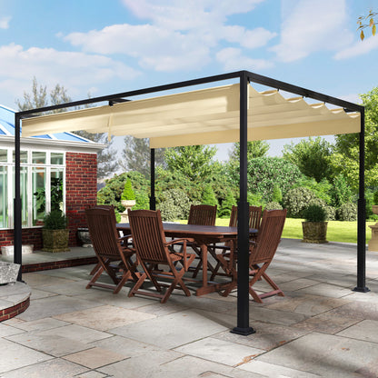 Pergola – Tuinpaviljoen – Terrasoverkapping – Tuinoverkapping – Balkonoverkapping – 3x3 m – Verstelbare Schaduw – Stevig Aluminium Frame
