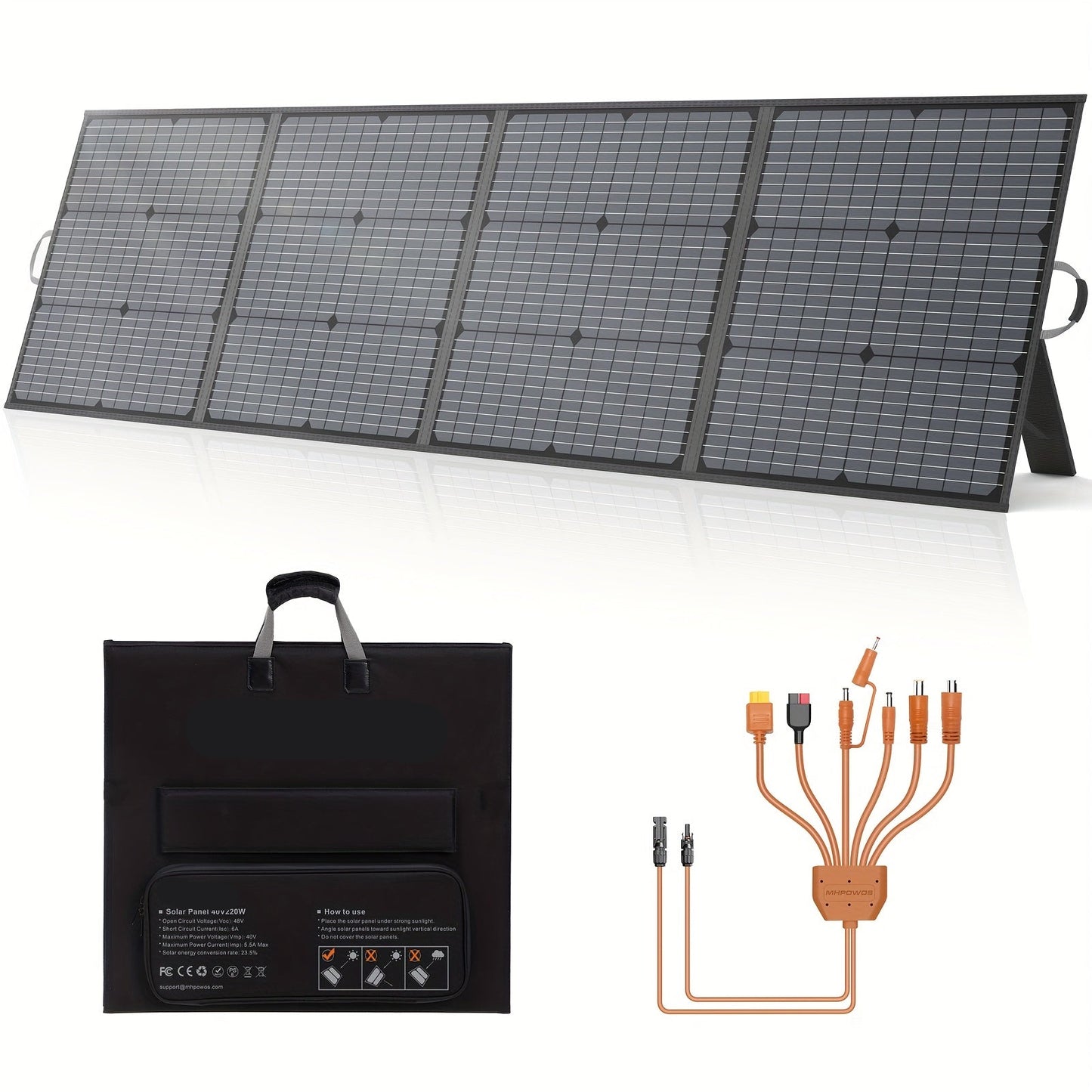 Opvouwbaar Zonnepaneel – Draagbaar Zonnepaneel – Solar Paneel – Mobiel Zonnepaneel – 200W Vermogen – Verstelbare Standaard