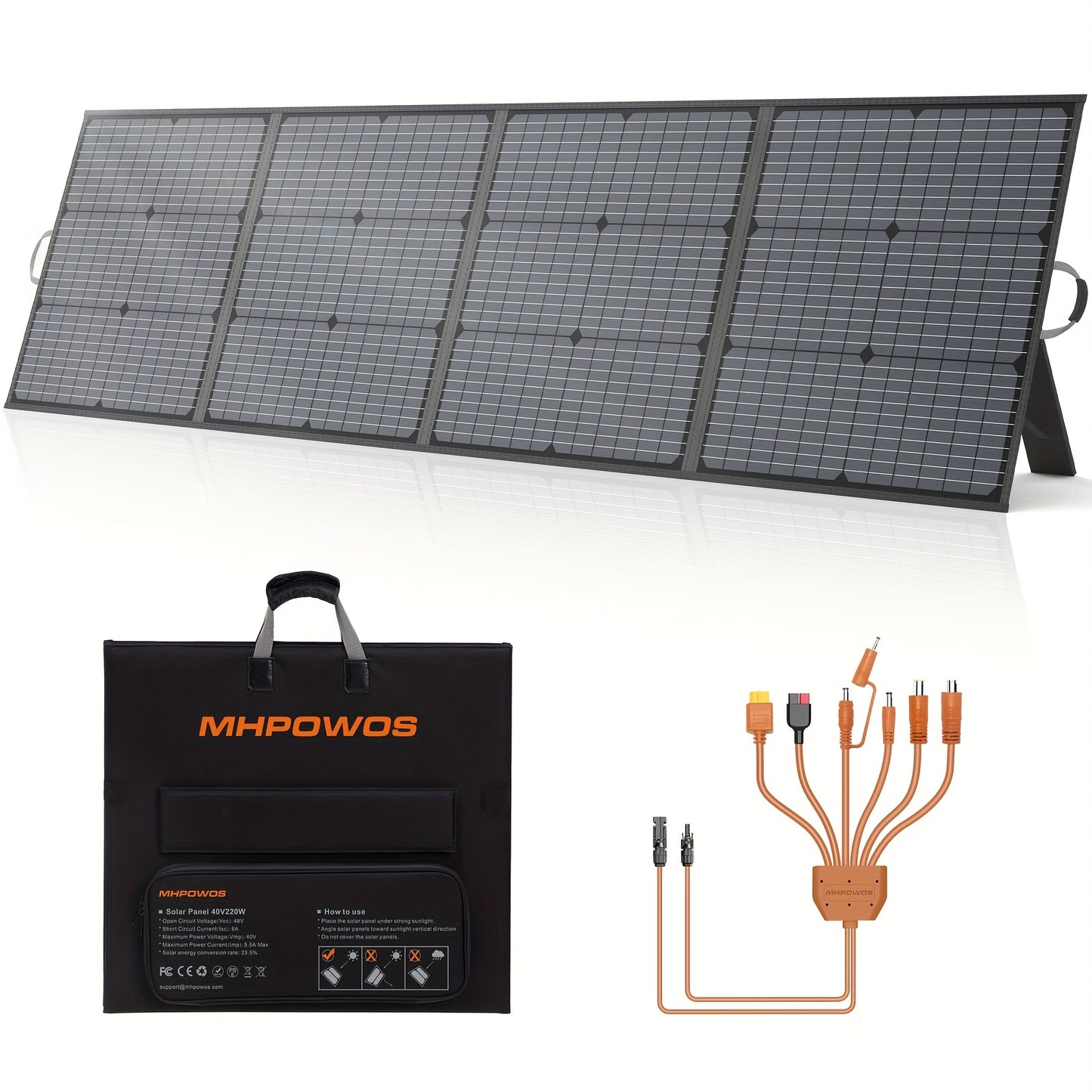 220W Zonnepaneel – Opvouwbaar Zonnepaneel – Flexibel Zonnepaneel – Draagbaar Zonnepaneel – Solar Power Kit – Hoog Rendement 23,5% – Onderhoudsvrij Design