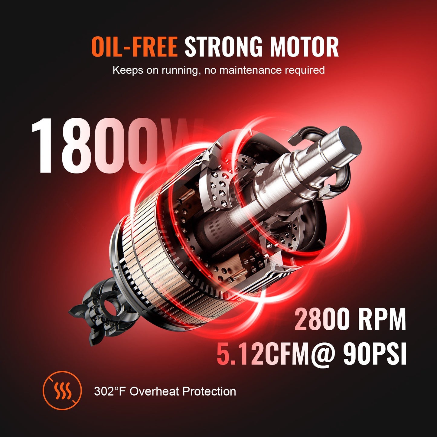 Luchtcompressor – Compressor – Aircompressor – Pneumatische Compressor – Olievrije Compressor – 9.3 Gallon – Ultrastil 70 dB – Krachtige 1800W Motor
