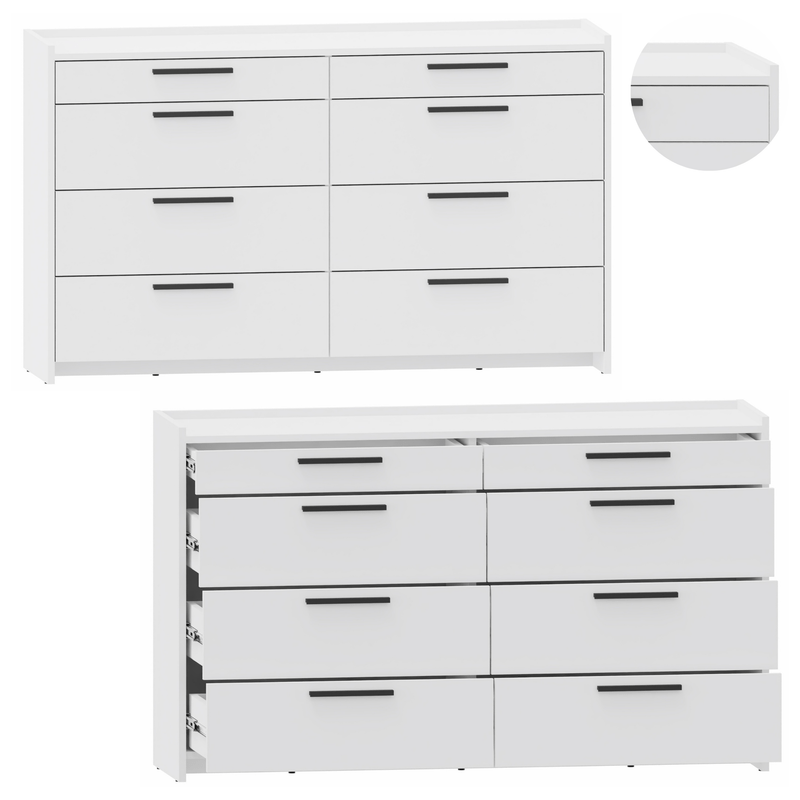 Kast – Opbergkast – Ladekast – Dressoir – Garderobekast – Wit – 6 Lades – Gelamineerd MDF