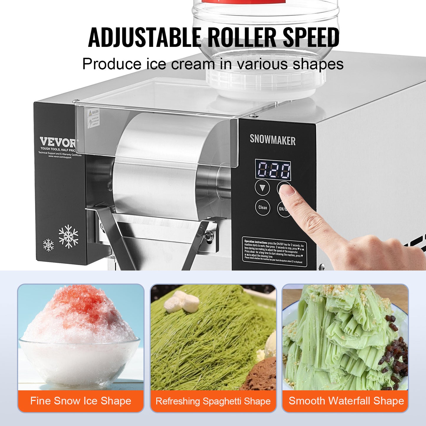 Sneeuwvlok ijsmachine – Sneeuwijs maker – IJsblokjesmachine – Softijs machine – IJsbereider – Professioneel 170 kg per dag – RVS behuizing duurzaam