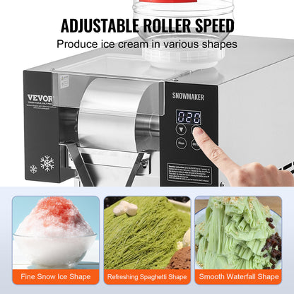 Sneeuwvlok ijsmachine – Sneeuwijs maker – IJsblokjesmachine – Softijs machine – IJsbereider – Professioneel 170 kg per dag – RVS behuizing duurzaam