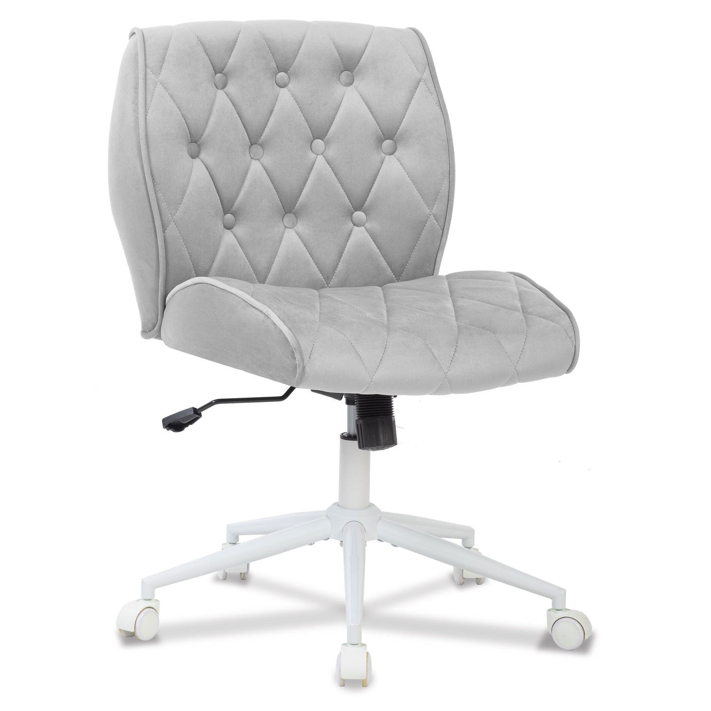 Ergonomische Bureaustoel – Office Chair – Make-up Stoel – Werkstoel – Draaistoel – Faux-suède Bekleding – Verstelbare Hoogte – 12° Schommelfunctie – 360° Draaibaar – Grijs