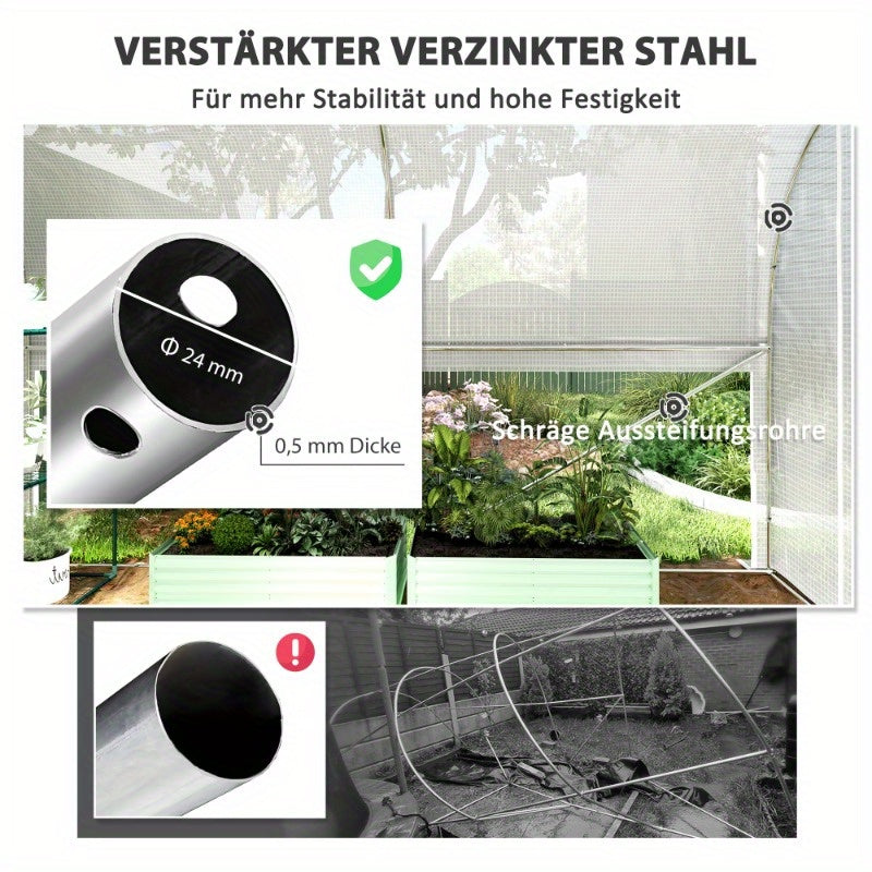 Kas – Tuinkas – Groentetent – Serre – Plantentent – UV-bestendig – 3x2x2m Galvaniseerd Staal Frame