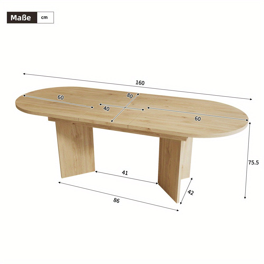 Dining Table, Extendable Dining Table 120/160 × 80cm for 4-6 People with Rounded Corners and Thickened Top – Minimalist Design Ideal Kitchen & Dinning Room Furniture, Home Dining Setup, Family Meals, Modern Table, Contempo