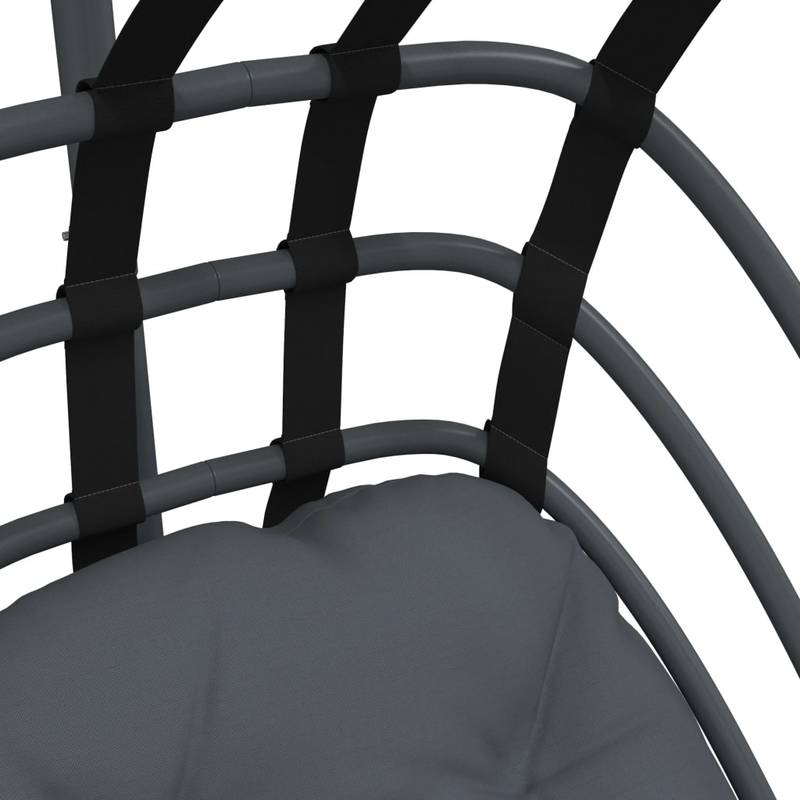 Hangstoel – Schommelstoel – Hangmatstoel – Hangstoel Met Standaard – Cocoonstoel – Stalen Frame Zwart – Weerbestendig – Max. 150 kg – Inclusief Antraciet Kussen