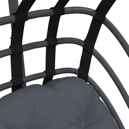 Hangstoel – Schommelstoel – Hangmatstoel – Hangstoel Met Standaard – Cocoonstoel – Stalen Frame Zwart – Weerbestendig – Max. 150 kg – Inclusief Antraciet Kussen