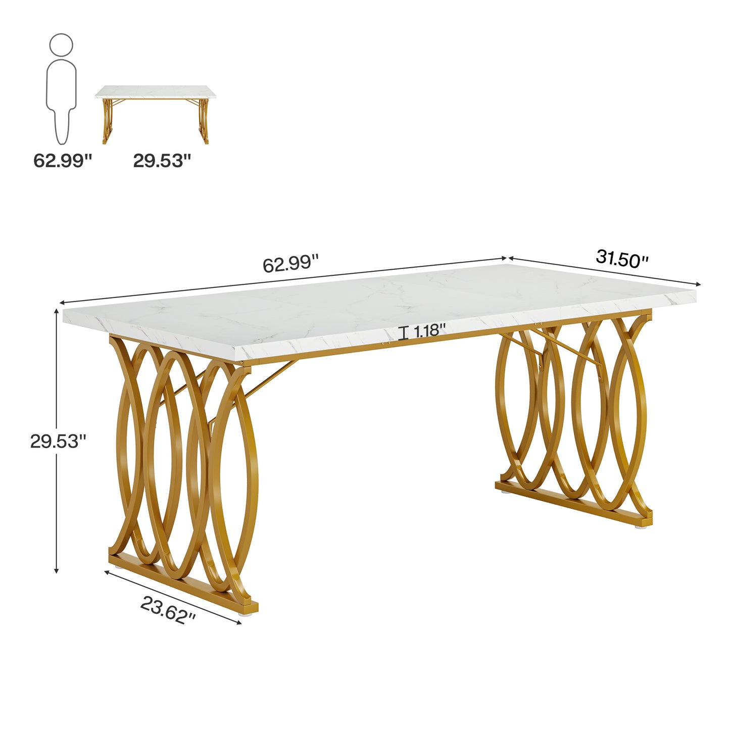 Bureau – Kantoorbureau – Schrijftafel – Computertafel – Vergadertafel – 160x80x75 cm – Met Metaal En Marmerlook