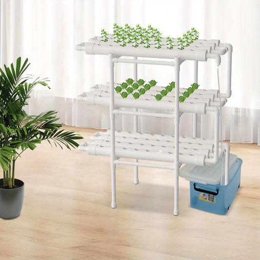 Hydroponicsysteem – Hydrocultuursysteem – Kweekset – Plantenbak – Hydrocultuur Rek – 3 Lagen – 108 Plantplaatsen – Duurzaam PVC – Efficiënt Watercirculatiesysteem