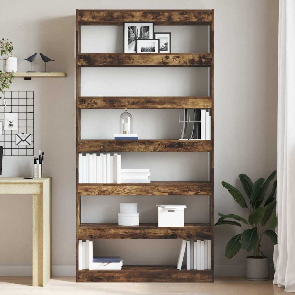 Wandplank – Boekenplank – Muurplank – Opbergplank – Displayplank – 6 Lagen – Smoked Oak Hout – Ruimtebesparend & Stevig