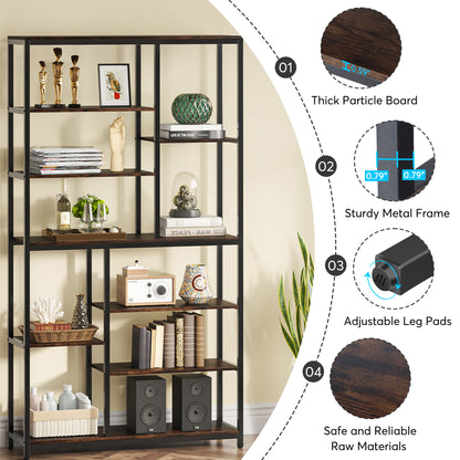 Ronde Eettafel – Rond Tafel – Eetkamertafel – Keukentafel – Kleine Tafel – Wit Met Rustiek Bruin – 120 cm Diameter – MDF Met Massief Houten Poten