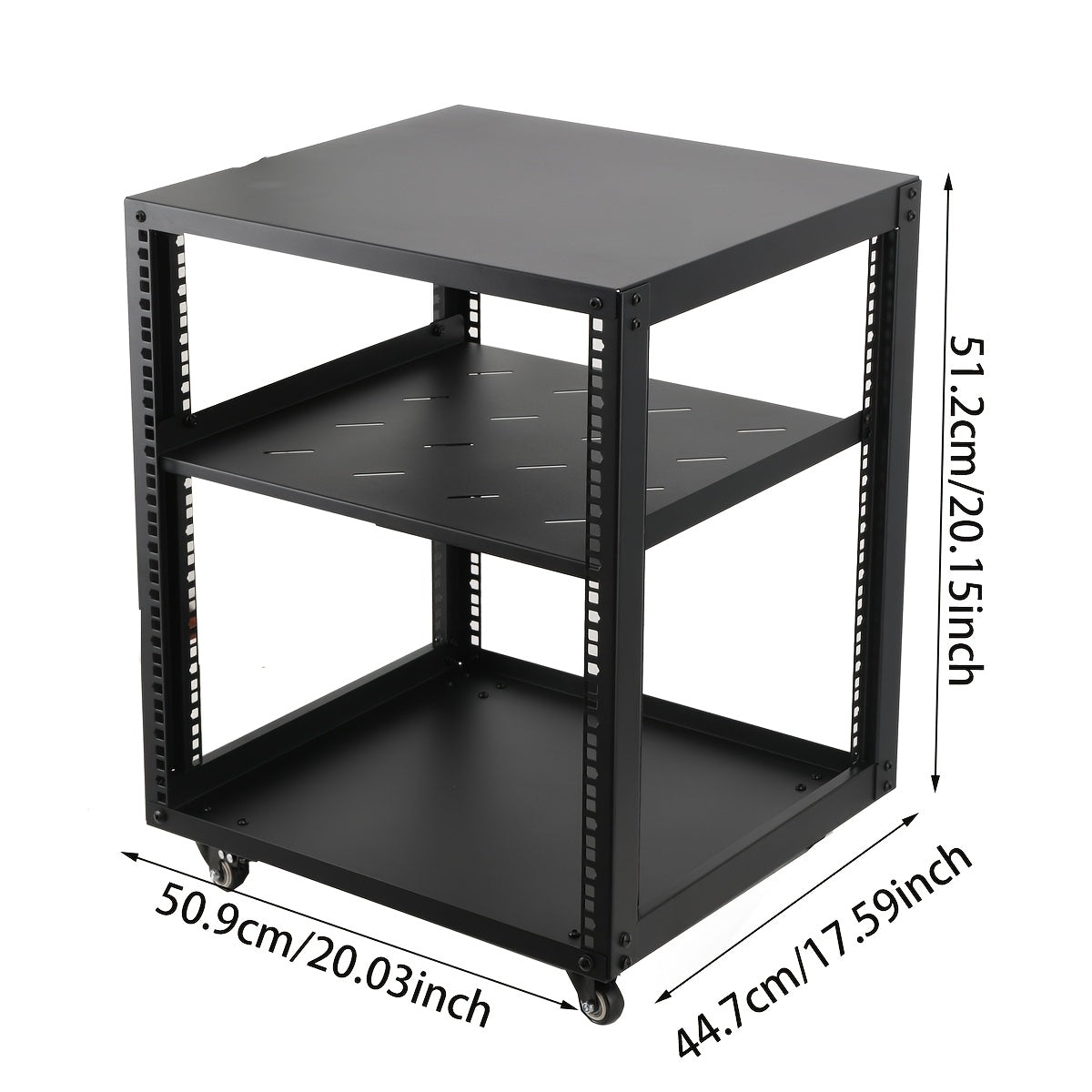 12U Open Frame Serverrek – Serverkast – Netwerkrek – Serverrack – Kabelrek – Verstelbare Diepte 23-40 Inch – Zwart Koudgewalst Staal Met Wielen