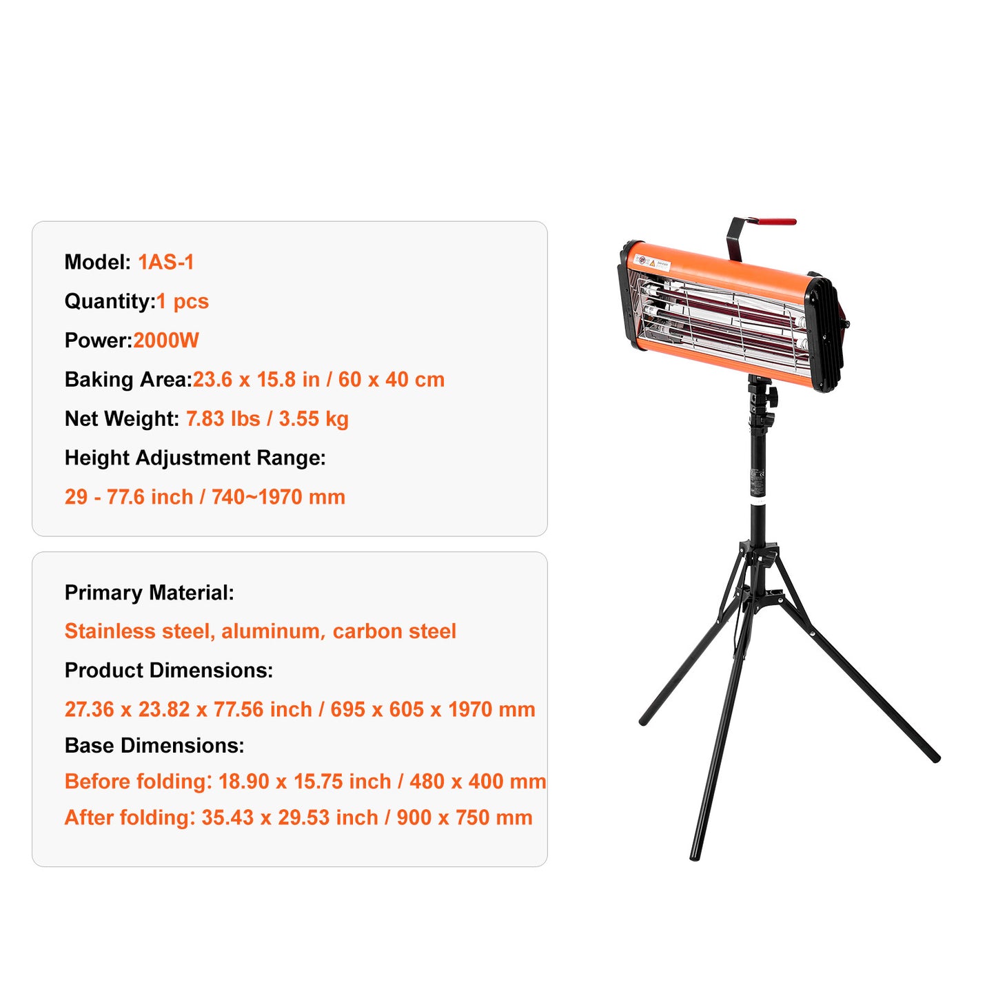 Verf Drooglamp – Infrarood Lamp – Verf Droger – Auto Drooglamp – Drooglamp Staand – 2000W Vermogen – Verstelbare Lampkop