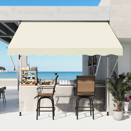 Uitschuifbare Zonwering – Zonnescherm – Markies – Terrasoverkapping – Luifel – Verstelbare Hoogte – Aluminium Frame – Beige Polyester – Anti-UV – Muurloos Montagesysteem
