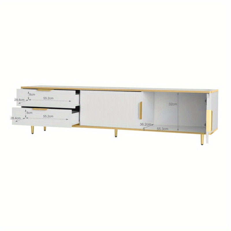 TV-kast – Tv-meubel – Mediameubel – Dressoir – Audiomeubel – Wit-Gouden Design – Krasbestendig Spaanplaat – 175 cm Breedte