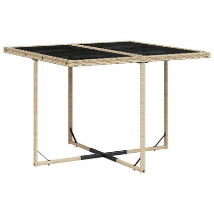 9-delige Tuinset – Buitenmeubelset – Tafel Met Stoelen – Terrasset – Rattan Meubelset – Beige Kussens – Weerbestendig Poly Rattan – Afneembare Polyester Hoezen
