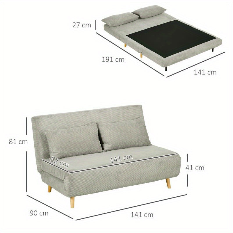 Driezitsbank – Sofa – Bankstel – Zithoek – Zitbank – Verstelbare Rugleuning – Grijze Linnenlook – 141x90x81 cm – Stevig Houten Frame – Comfortabele Polyester Bekleding