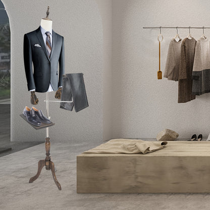 Mannenpaspop – Mannequin – Paspop – Etalagepop – Kleermakerspop – Verstelbare Hoogte 150-180 cm – Wit Kunststof Linnen