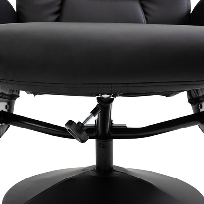Relaxfauteuil – Draaifauteuil – Relaxstoel – TV-stoel – Zitfauteuil – 360° Draaibaar – Traploos Verstelbare Rugleuning Tot 145° – Voetsteun – Zwart Polyester Metalen Frame