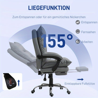Bureaustoel – Bureaustoel – Werkstoel – Computerstoel – Directiestoel – Ergonomisch Met Verstelbare Rugleuning – Inclusief Voetensteun – Donkergrijs – Comfortabel En Duurzaam