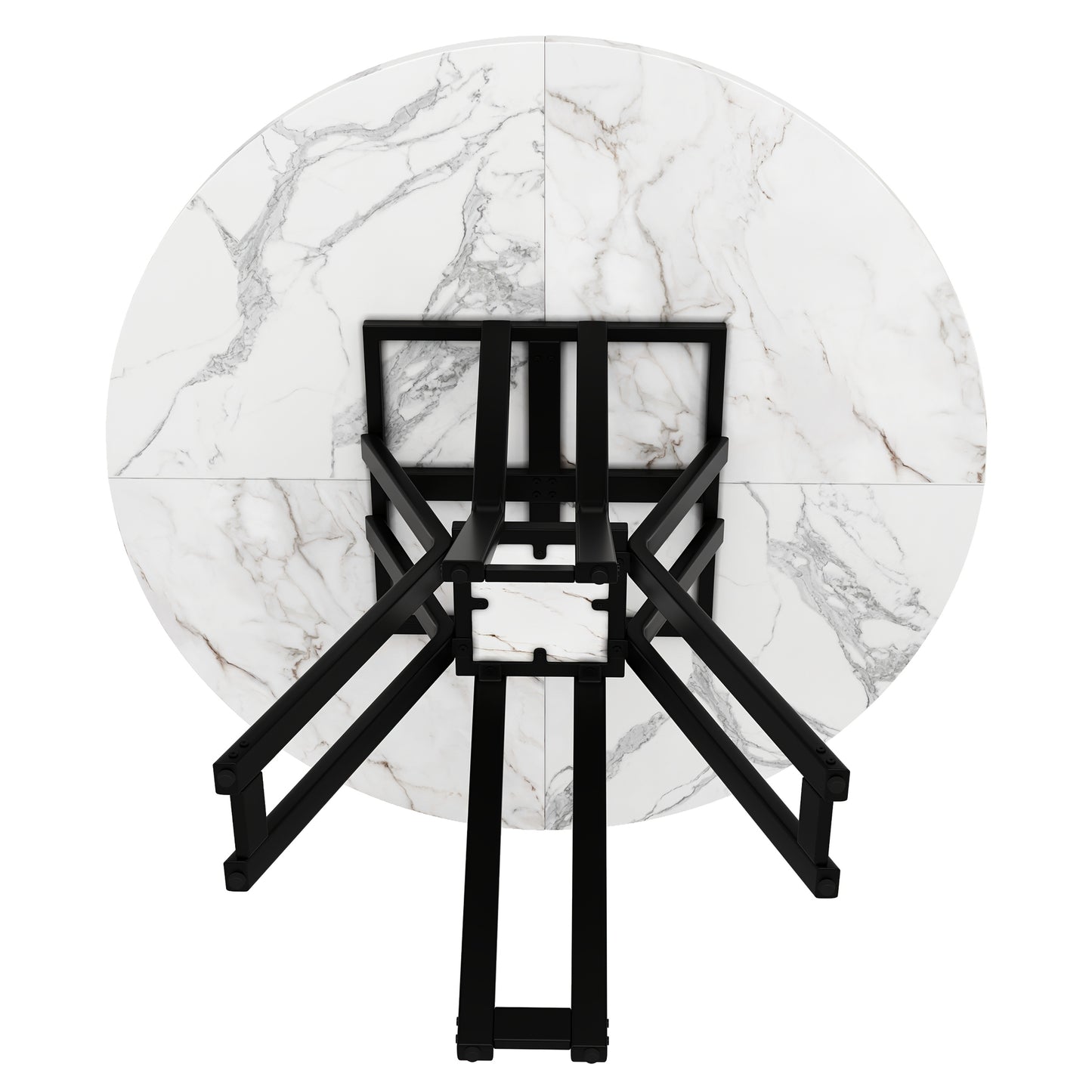 Eettafel – Tafel – Keukentafel – Eetkamertafel – Woonkamertafel – Modern Design – Marmerpatroon – Verstelbare Hoogte – Metaal & Hardhout