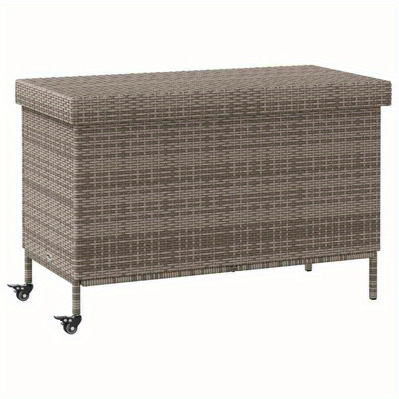 Opbergbox Tuin – Tuinkussenbox – Tuinkist – Kussenbox – Tuinopbergbox – Poly Rattan – Weerbestendig – Met Wieltjes – 110x55x73 cm – Mobiel en Duurzaam