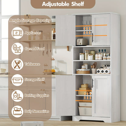 Opbergkast – Kast – Kledingkast – Dressoir – Opbergmeubel – 170 cm Hoogte – Verstelbare Planken – Vrijstaand Wit