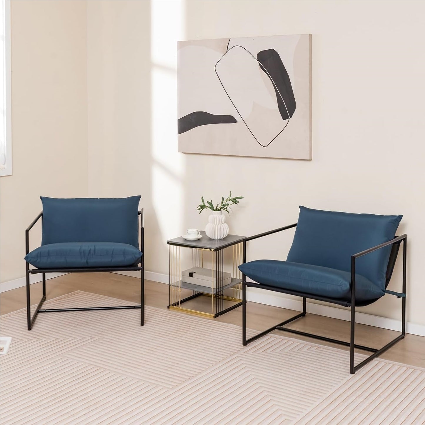 Slingstoel – Lounge Stoel – Accentstoel – Strandstoel – Klapstoel – Set Van 2 – Met Metalen Frame – Ademend Stoffen Zitvlak