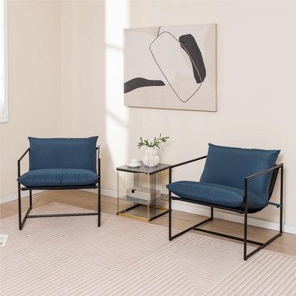 Slingstoel – Lounge Stoel – Accentstoel – Strandstoel – Klapstoel – Set Van 2 – Met Metalen Frame – Ademend Stoffen Zitvlak
