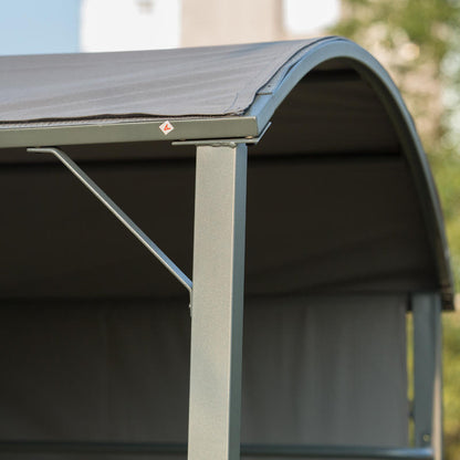 Large Outdoor BBQ Gazebo with Flame-Retardant Roof & 2 Shelves - Heavy-Duty Iron Alloy Frame, High Quality Polyester Canopy, Spacious 219.96cm x 137.92cm x 219.96cm Black Patio Shelter for Backyard, Garden, Camping - Easy Ass