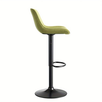 Barstoel – Barkruk – Barstoel Kruk – Keukenstoel – Barstoel Stoel – Set van 2 – Verstelbare Zithoogte – 360° Draaibaar – Groene Velvet Bekleding – Stevige Zwarte Metalen Poten